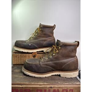 Thorogood 804-4375 Men's 6" Leather Moc Steel Toe Work Boots Brown Size 12 EE